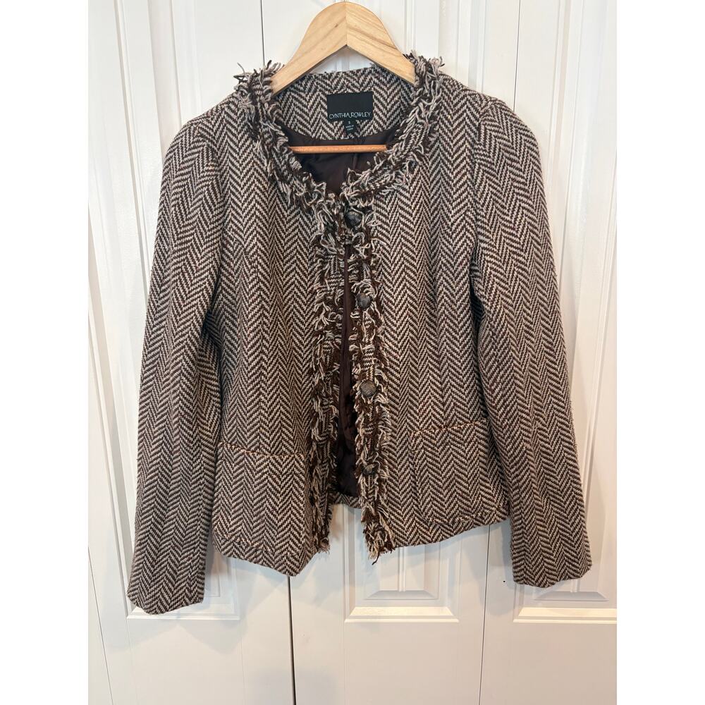 Cynthia Rowley Brown Tweed Jacket Size Small